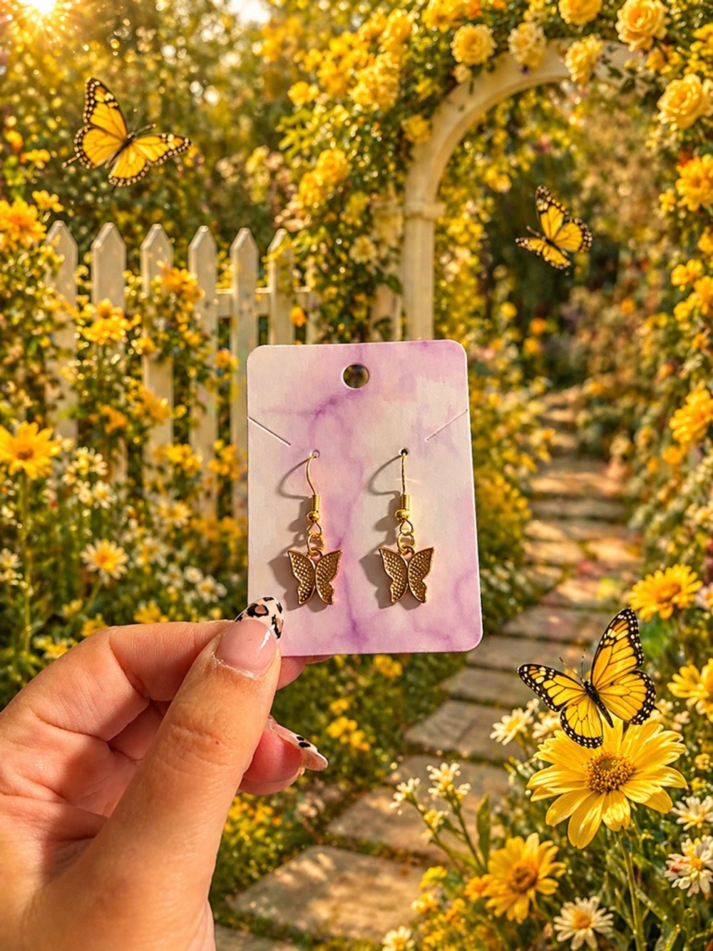 Handmade Gold Butterfly Earrings